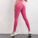 Yoga leggings, yoga pants, back V-line, beautiful buttocks, hip-up, peach buttocks, sexy gathers, beautiful legs, compression, seamless, stretchy, stylish, high waist, plain, 15 colors available, yoga tights, sports, fitness, Pilates, running, S-XL