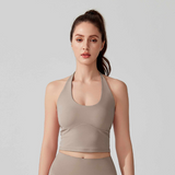 ヨガタンクトップ 抗菌 ホルターネック ストラップ パッド入り 美しいバック スポーツ ワイドショルダー ストラップ 耐衝撃 ランニング フィットネス