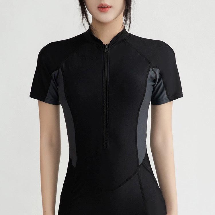 温泉水着 新品速乾ワンピース長袖日焼け止め、お腹カバー、着痩せ、コンサバ、平角、プロスポーツ、