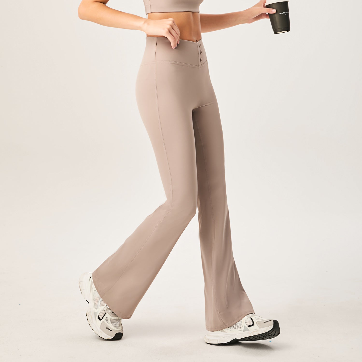 フレアパンツ ボタン 美尻 ヒップアップ 着圧 桃尻 シームレス スリムアップ ストレッチ スポーツ フィットネス ランニング ハイウエスト 細見え 無地