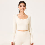 ヨガウェア トップス カップ付き 背中開き メッシュ 羽織り ワイヤーなし 長袖 パッド入り フィットネス ランニング 細見え 通気性 きれいめ 透け Uネック 無地