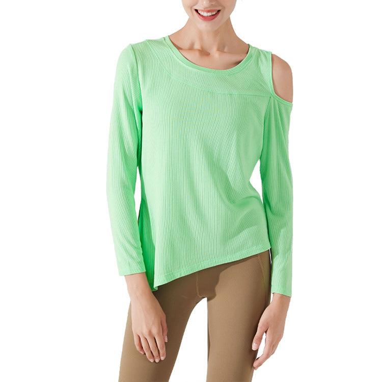 秋の新スリム長袖ヨガ服女性のフィットネス服ピラティスランニングスポーツトップスカバーアップ Tシャツ