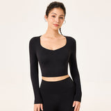 ヨガウェア トップス カップ付き 背中開き メッシュ 羽織り ワイヤーなし 長袖 パッド入り フィットネス ランニング 細見え 通気性 きれいめ 透け Uネック 無地