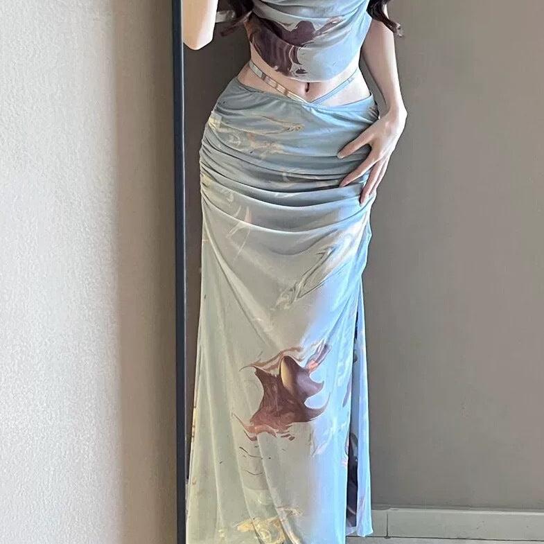 ホットガールビキニ水着女性のスリーピース海辺休暇ロングスカート貧乳プッシュアップベルトクロスボーダーセクシーな温泉水着