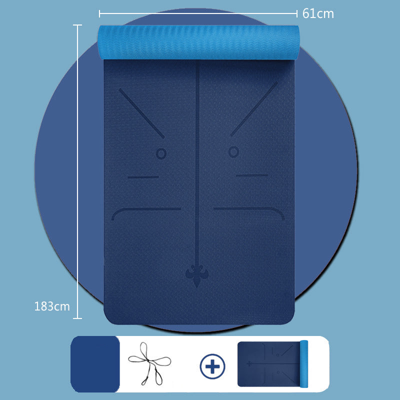 ヨガマット TPE 6mm 幅広 ポジションライン入り トレーニングマット エクササイズマット おすすめ ストレッチ ホットヨガ ピラティス ダイエット エクササイズ 8色選択可