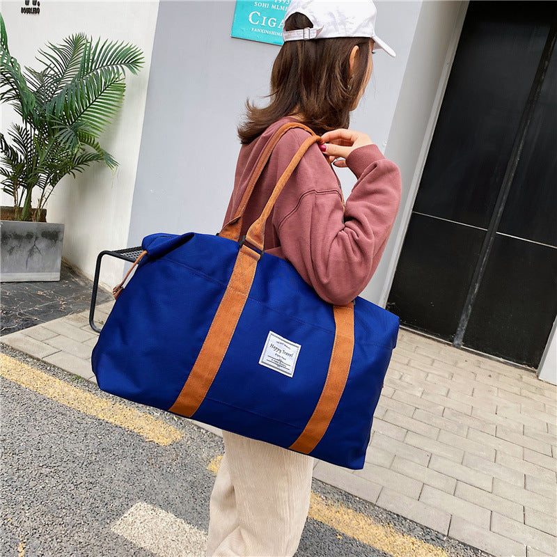 Yoga Bag Simple Retro Nylon Solid Color Zipper Handy Side Pocket Portable F