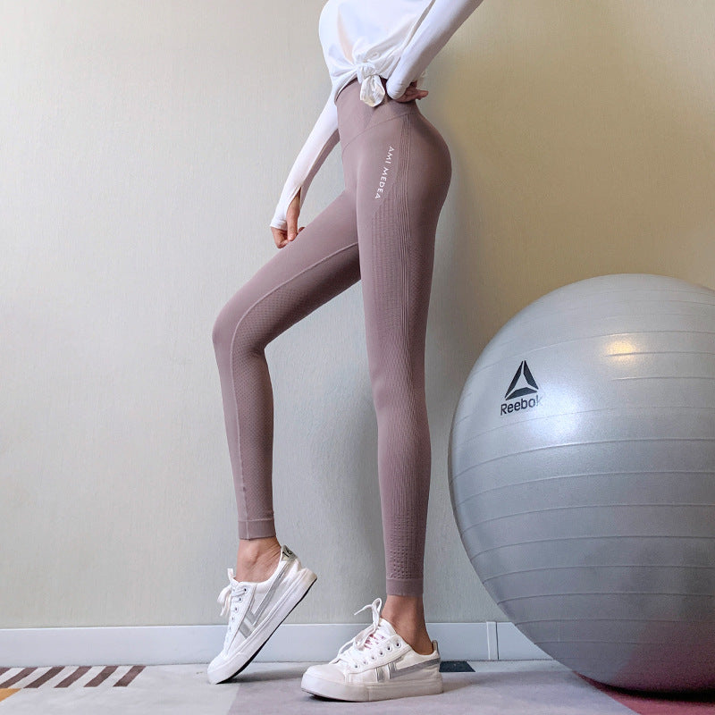 レギンス ヨガボトムス 無地 ハイウエスト ランニング トレーニング  スリム  ヒップリフト S~L