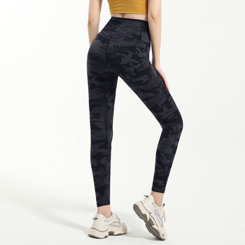 Leggings, Yoga Bottoms, High Waist, Sports, Quick Drying, Hip Lift, Running, Unique Design, Slim, Camouflage, S~XL