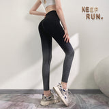 Yoga bottoms, leggings, gradation, 2 colors to choose from, high waist, color scheme, breathable, quick drying, sweat absorbing, elastic waist, hip lift, sports, fitness, slim, slimming, sexy, cute, fashionable, affordable, feminine, S~L