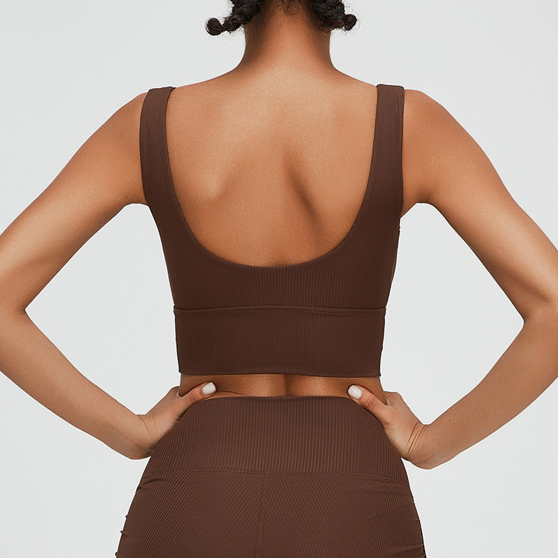 ブラトップ カップ付き Uバック 盛れる ワイヤーなし ヨガウェア トップス 広幅肩紐 ずれない ストレッチ おしゃれ 吸汗速乾 可愛い 柔らかく スクエアネック  無地 リブ 全4色 スポーツ フィットネス ジム ピラティス ランニング S-XL