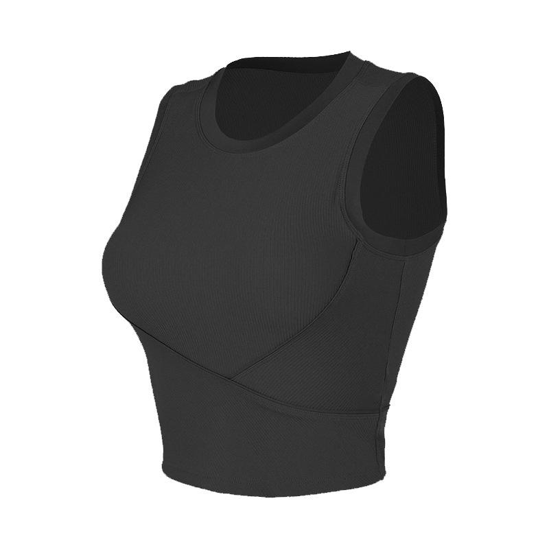 Camisole Yoga Top 5 Colors Plain Padded Back Cross Elastic Breathable Sports Simple S~XL