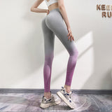 Yoga bottoms, leggings, gradation, 2 colors to choose from, high waist, color scheme, breathable, quick drying, sweat absorbing, elastic waist, hip lift, sports, fitness, slim, slimming, sexy, cute, fashionable, affordable, feminine, S~L