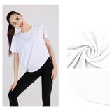 ヨガトップス 半袖  ラウンドネック 無地 4色選択可  通気性 薄手 イレギュラー カジュアル スウィート エレガント✿ 気質溢れる♪ 綺麗め 合わせやすい S~XL