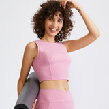 Yoga Tank Top with Cups, No Shaking, Belly-Baring, Stretchable, Sweat-Absorbent, Quick-Drying, Breathable, Round Neck, Solid Color, 4 Colors, Cropped Length, Stays in Place, Tight Neck, Sports, Fitness, Pilates, Running, Outlet, S-XL