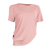 ヨガトップス 半袖  ラウンドネック 無地 4色選択可  通気性 薄手 イレギュラー カジュアル スウィート エレガント✿ 気質溢れる♪ 綺麗め 合わせやすい S~XL