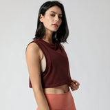 Yoga Tops Camisole Tie-dye Retro Loose Nylon Short Round Neck 4 Colors to Choose From Sports Lightweight S-XL