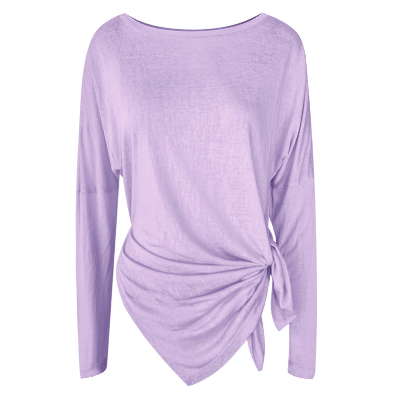 Yoga tops, long sleeves, round neck, 3 colors to choose from, breathable, quick drying, sweat absorbent, belly cover, fitness, sports, simple, casual, unique, loose, roomy, cheap, S~XL