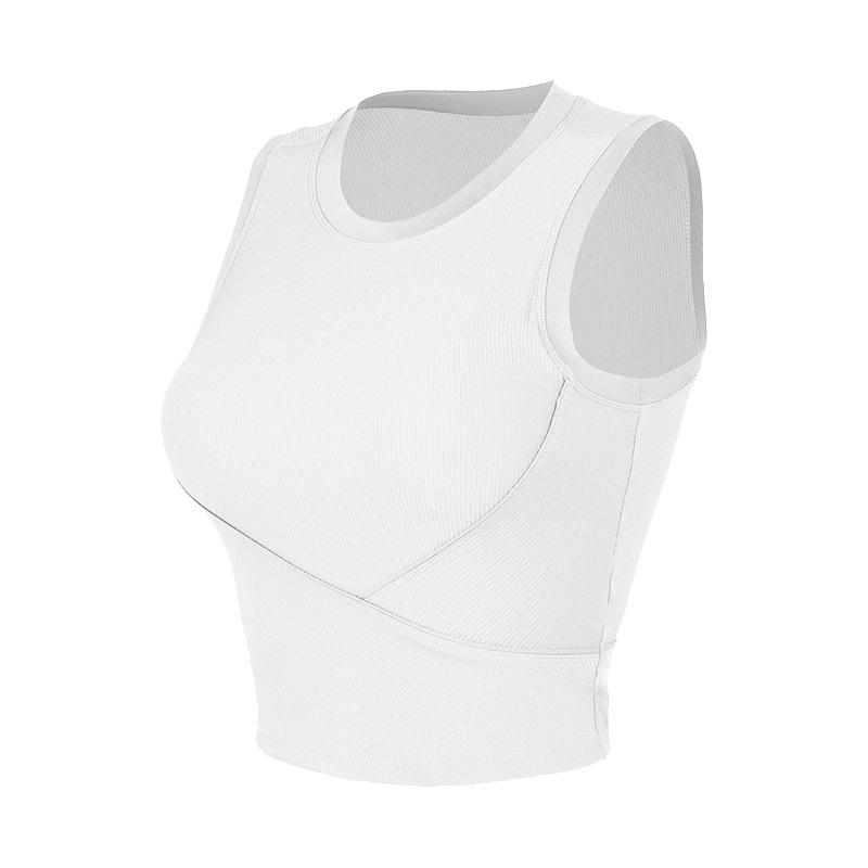 Camisole Yoga Top 5 Colors Plain Padded Back Cross Elastic Breathable Sports Simple S~XL