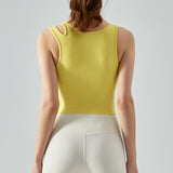 綺麗め 着痩せ スリム 合わせやすい お洒落 ストレッチ 快適 滑らか ラウンドネック 無地 全5色 通気性 速乾 スポーツ フィットネス 吸汗 パッド ランニング ジムフィットネス S-XL