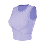 Camisole Yoga Top 5 Colors Plain Padded Back Cross Elastic Breathable Sports Simple S~XL
