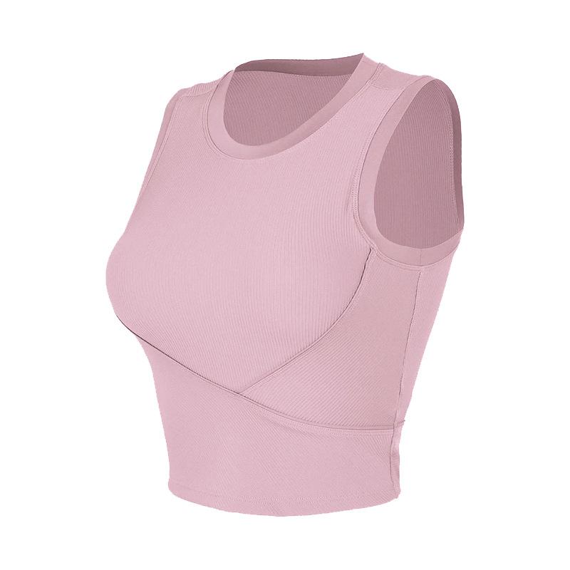 Camisole Yoga Top 5 Colors Plain Padded Back Cross Elastic Breathable Sports Simple S~XL