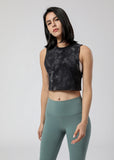 Yoga Tops Camisole Tie-dye Retro Loose Nylon Short Round Neck 4 Colors to Choose From Sports Lightweight S-XL