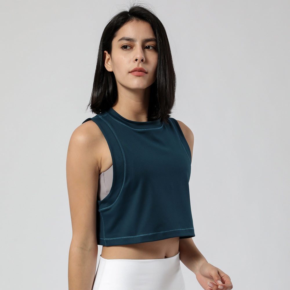Yoga Tops Camisole Tie-dye Retro Loose Nylon Short Round Neck 4 Colors to Choose From Sports Lightweight S-XL