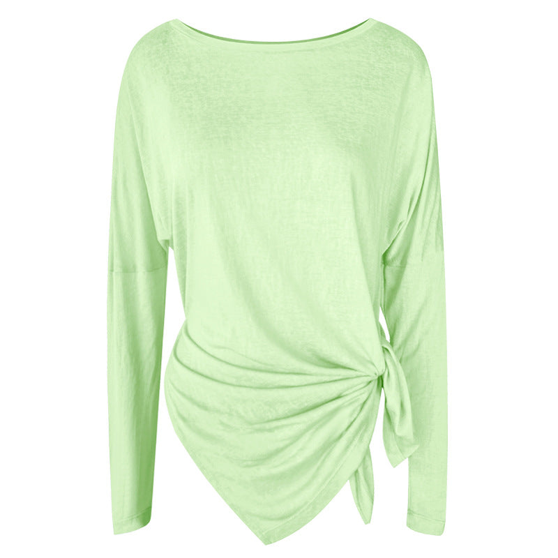 Yoga tops, long sleeves, round neck, 3 colors to choose from, breathable, quick drying, sweat absorbent, belly cover, fitness, sports, simple, casual, unique, loose, roomy, cheap, S~XL
