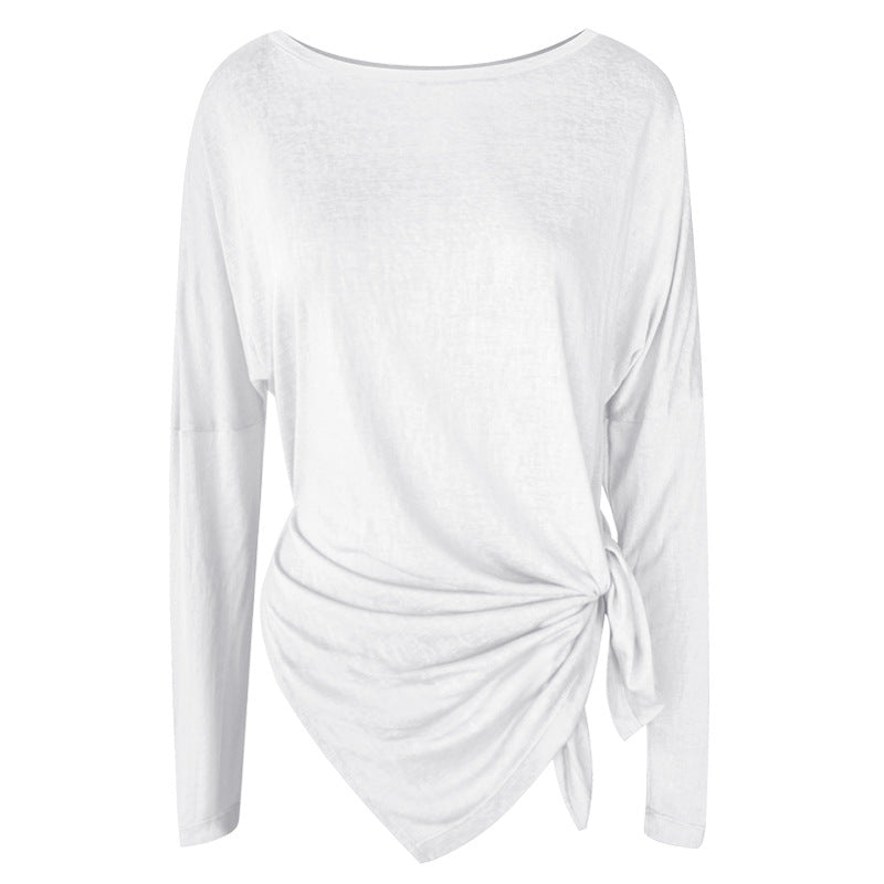 Yoga tops, long sleeves, round neck, 3 colors to choose from, breathable, quick drying, sweat absorbent, belly cover, fitness, sports, simple, casual, unique, loose, roomy, cheap, S~XL