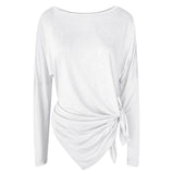 Yoga tops, long sleeves, round neck, 3 colors to choose from, breathable, quick drying, sweat absorbent, belly cover, fitness, sports, simple, casual, unique, loose, roomy, cheap, S~XL