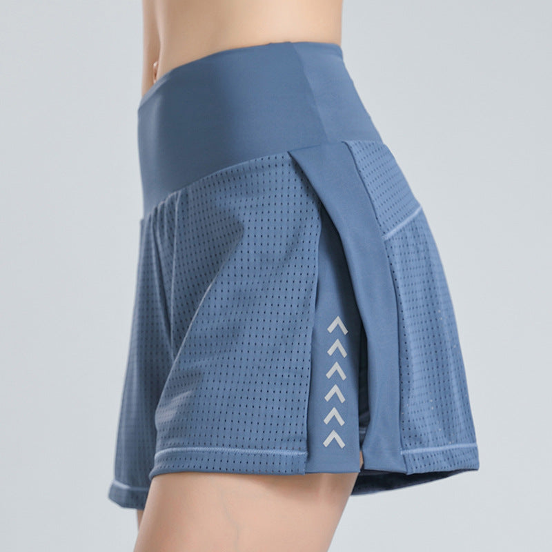 Yoga shorts, shorts, half pants, 5 colors available, high waist, with pockets, mesh, breathable, quick drying, elastic waist, side slits, loose fit, stretchy, stylish, elegant, casual, fitness, sports, Pilates, hot yoga, running, S~XL