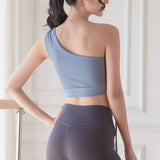 Yoga tops, bra tops, bras, 5 colors, with cups, breathable, quick-drying, stretchy, ribbon, one-shoulder, ribbon, open back, no wires, belly button exposed, stylish, recommended, Pilates, fitness, sports, S~XL