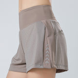 Yoga shorts, shorts, half pants, 5 colors available, high waist, with pockets, mesh, breathable, quick drying, elastic waist, side slits, loose fit, stretchy, stylish, elegant, casual, fitness, sports, Pilates, hot yoga, running, S~XL