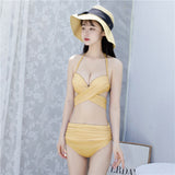 String bikini, swimsuit, underwear, with cups, open back, fuller, cross, halter neck, wired, swimwear, large bust, thong, cool, back ribbon, sexy, 11 colors, S-XL