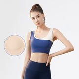 Yoga bra top with cups, open back, U-neck, 4 colors, no wires, wide shoulder straps, wide hem, sports, fitness, stylish, stretchy, sweat-wicking, quick-drying, cute, large size, pretty, S-XXL