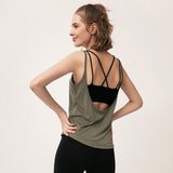 Yoga tops, camisoles, wraps, 5 colors available, running, breathable, open back, quick drying, backless, loose fit, women's, hides belly, hot yoga, sports, fitness, gym, Pilates, S~L 