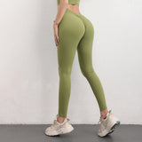 Yoga leggings, yoga pants, back V-line, beautiful buttocks, hip-up, peach buttocks, sexy gathers, beautiful legs, compression, seamless, stretchy, stylish, high waist, plain, 15 colors available, yoga tights, sports, fitness, Pilates, running, S-XL 