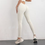 Yoga leggings, yoga pants, back V-line, beautiful buttocks, hip-up, peach buttocks, sexy gathers, beautiful legs, compression, seamless, stretchy, stylish, high waist, plain, 15 colors available, yoga tights, sports, fitness, Pilates, running, S-XL 