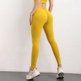 Yoga leggings, yoga pants, back V-line, beautiful buttocks, hip-up, peach buttocks, sexy gathers, beautiful legs, compression, seamless, stretchy, stylish, high waist, plain, 15 colors available, yoga tights, sports, fitness, Pilates, running, S-XL 