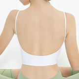 Bra top, yoga top, v-neck, plain, U-shaped back, open back, with cups, 10 colors, no wires, for women, belly button exposed, sweat absorbent, slimming, stretchy, sexy, Pilates, fitness, sports, hot yoga, S~XL 