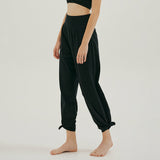 ジョガーパンツ ヨガパンツ ガウチョパンツ ポケット付き ゆったり ハイウエスト 吸汗速乾 リボン サイドスリット 柔らかく カジュアル 全4色 ダンス スポーツ ピラティス ランニング S-L