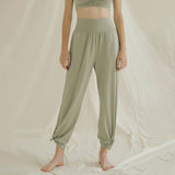 ジョガーパンツ ヨガパンツ ガウチョパンツ ポケット付き ゆったり ハイウエスト 吸汗速乾 リボン サイドスリット 柔らかく カジュアル 全4色 ダンス スポーツ ピラティス ランニング S-L