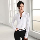 Yoga jacket women internet celebrity fashion sports fitness clothes tight running long sleeve stand collar yoga cardigan top 