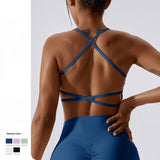 Bra top, yoga wear, top, with cups, open back, back cross, push-up, no wires, 4 colors, large bust, stays in place, sports, fitness, gym, Pilates, hot yoga, stylish, stretchy, sweat-wicking, quick-drying, sexy, S-XL 