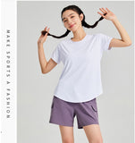 Quick-drying Yoga Wear Thin Moisture Wicking Breathable Short Sleeve T-Shirt for Women 2024 Summer New Running Fitness Sports Top 