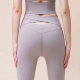 New Running Fitness Slimming Internet Celebrity Tight Nude Yoga Pants Women's Color Matching Cross Crotch Sports Pants 