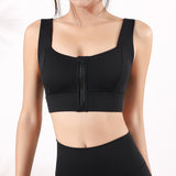 Zipper Sports Bra for Women Running Yoga Vest Wire-Free Push Up Fitness Wear Beautiful Back Shockproof Bra 