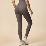 New high waist sports yoga pants, nude feel high elastic hip up peach pants running fitness pants 