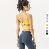 Bra top, yoga top, fashion, beautiful back - solid color, 4 colors, breathable, quick-drying, stretchy, backless, padded, open back, sports, fitness, gym, running, Pilates, SL