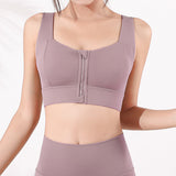 Zipper Sports Bra for Women Running Yoga Vest Wire-Free Push Up Fitness Wear Beautiful Back Shockproof Bra 